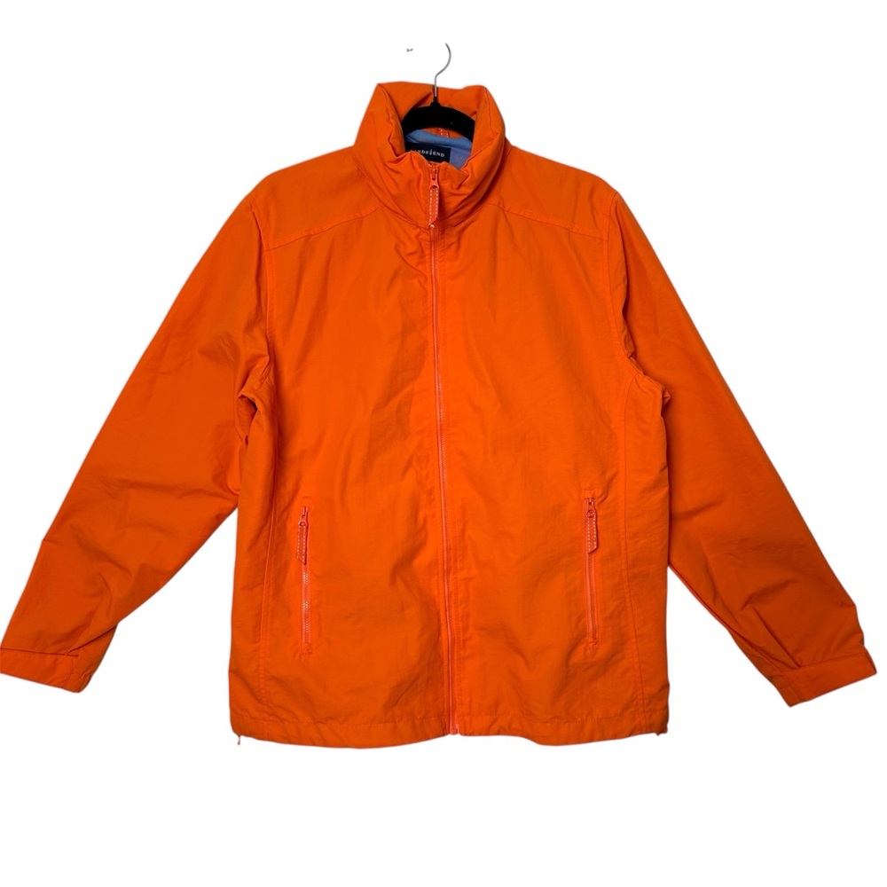 Land’s End Mock Neck Dopamine Dressing Tangerine Vented Gorpcore Windbreaker